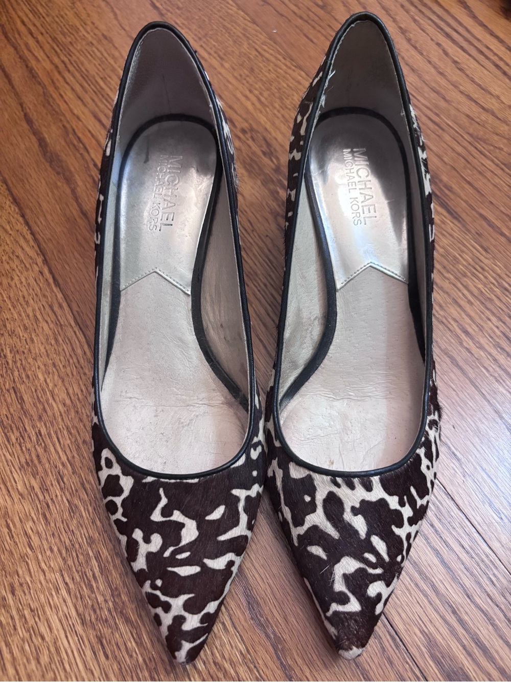 Michael Kors Brown & White Animal Print Pointed-Toe Flats